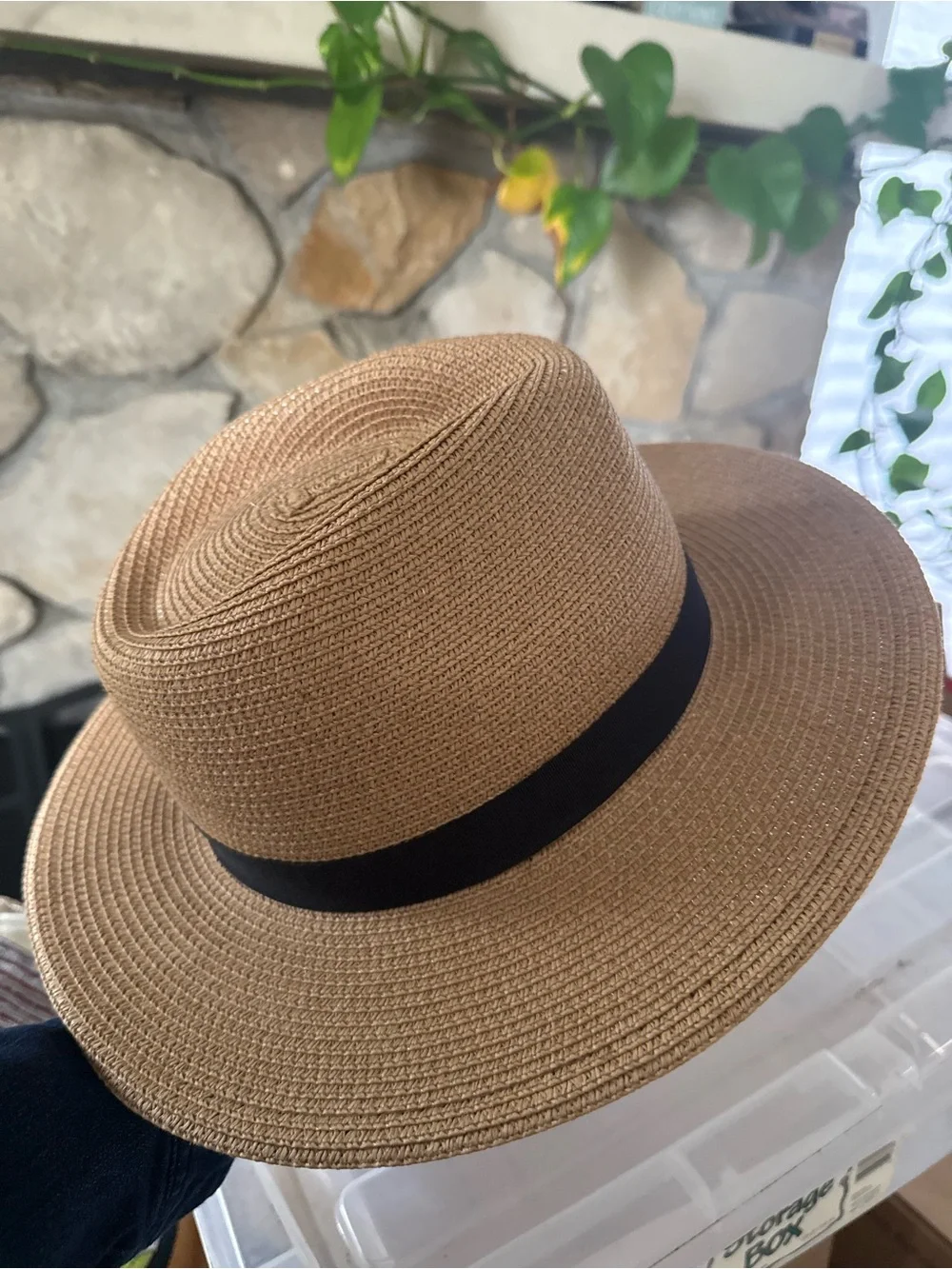 Men's Classic Straw Fedora Hat with Black Band - Brown